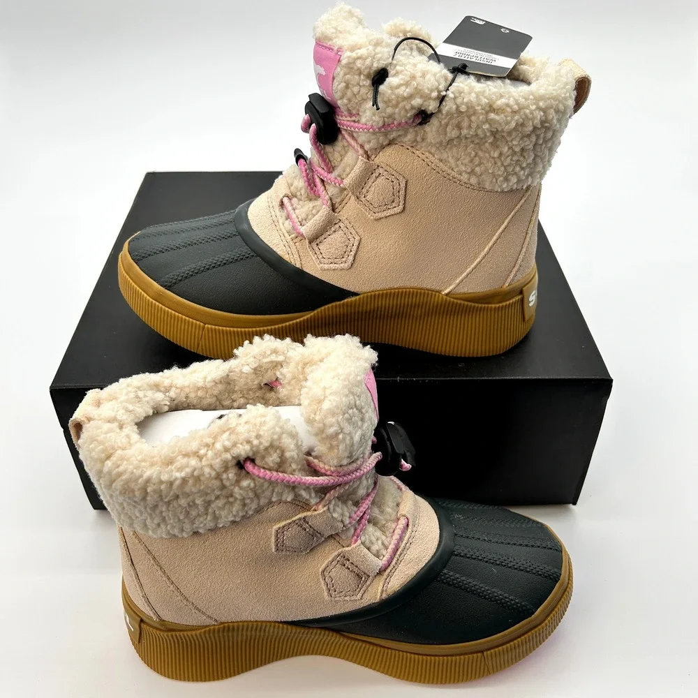 SOREL Youth Waterproof Boots Size 3 Kids Out N About IV Chillz‎ Pink Suede NEW